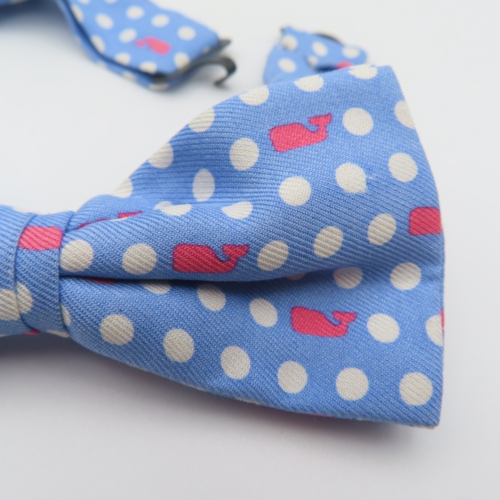 Vineyard Vines Bow Tie Blue Polka Dot Whale 2" Wide Pre Tied Silk Boys NEW - Picture 2 of 5